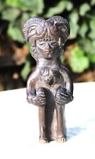 Pre Colombian Style Brown Clay Seated Figure Fertility Mother picture