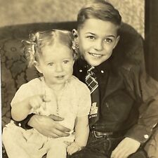 WD Photograph Boy Holding Sister 1940's picture