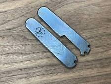 TOPO engraved Blue Ano Brushed 91mm Titanium Scales for Swiss Army SAK picture