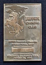 1984 FERRARI Owners Club Concours Monterey International Meet Award Plaque picture