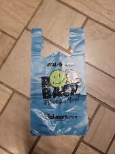 6x 2001 Vintage Blue Plastic Walmart Shopping Store Bag Roll Back Smiley Face picture