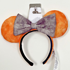 2022 Disney Parks Halloween Black & Orange Minnie Mouse Ears Ear Headband NEW picture