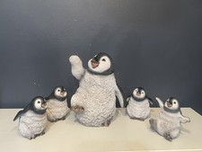 Happy Feet Style Penguin Figurines Set of 5 Dancing Emperor Penguins Decor picture