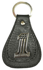 Harley-Davidson #1 Logo Medallion Black Leather Teardrop Key Fob XFL0084-BLACK picture