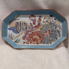 Hand Painted Coral Reef Dish Tray Excellent Condition picture