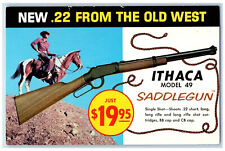 c1960's Horse New .22 From The Old West Ithaca Model 49 Saddlegun NY Postcard picture