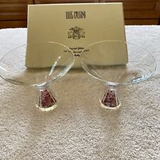 Oleg Cassini Crystal Ruby Glitter Martini / Dessert Pedestal Glasses Set 2 picture