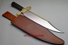 Handmade D2 Steel Hunting Big Bowie Knife with Wood Handle and Leather Sheath  picture