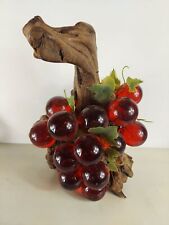 Large MCM Red Lucite Acrylic Grapes Sculpture w/ Wood picture
