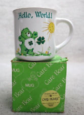 Vintage 1980s Care Bear St. Patrick's Day Hello World 8 oz Coffee Mug Tea Cup picture