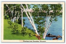 1941 Greetings From Pewaukee Wisconsin WI, Lake View Posted Vintage Postcard picture