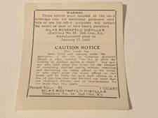 Silas Rosenfeld Distiller Whiskey Label No.18 KY Hill And Hill Old Pre Pro picture