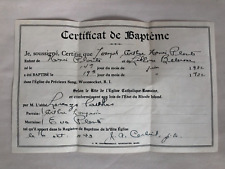 Vintage Certificate of Baptism 1932 - All in French - Issued in America picture