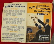Vintage Map European radio broadcasting stations advert Cossor valves 1929 picture