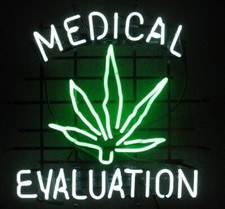 Medical Evaluation with Marijuana Leaf 24"x20" Neon Sign Lamp Light Handmade Bar picture
