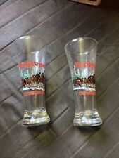 2 NEW 🔥 Vintage 1988 Budweiser Clydesdales Beer Pilsner Glasses NOS picture