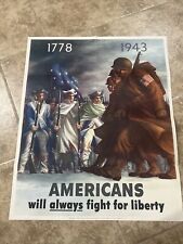 1943 “Americans will ALWAYS fight for liberty” WW2 Propaganda Poster 28”x22” picture