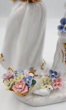 TG Skaat Germany Woman And Bird House Floral Fine Porcelain Figurine With Gold  picture