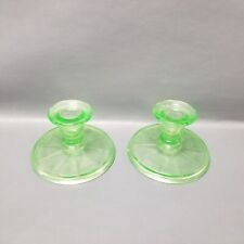 Pair of Vintage Green Uranium Depression Glass 2.5