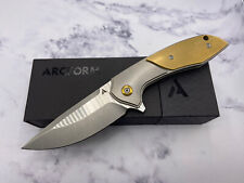 Arcform Tuffknives Brass Catalyst Flipper Folding Knife Geoff Blauvelt picture