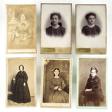 CDV Photo Lot of 6 Women & Girls | Including Civil War Tax Revenue Stamp C3136 picture