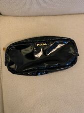 Authentic PRADA Black Patent Cosmetic Pouch Make Up Bag Toiletry  picture