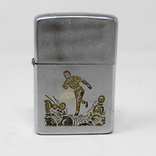 Vintage - 1972 Zippo Etched Art Chrome Bowling Bowler Lighter picture