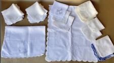 Vintage Beautiful Lot of Embroidered Linen Napkins/Hankerchiefs & Table Runner picture