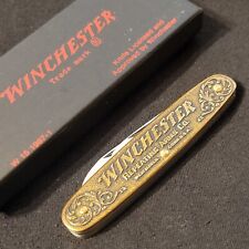 Winchester Knife USA 1987 Two Blade Jack Engraved Brass Handle Model 1873 picture