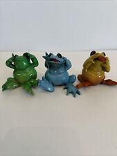 Kitty's Critters Frogs Set of 3 Hear See Speak No Evil Blue Orange Green picture