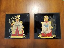 Pilkington Vintage Tiles Signed Chanzi Set Of 2 Emperor Empress picture