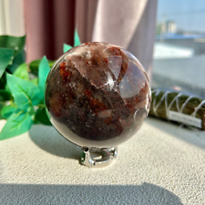 905g Natural Red Fire QUARTZ Crystal Polished stone sphere Display Healing 86mm picture