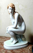 Antique Zsolnay Porcelain Kneeling Nude, 8.5