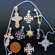 Lot Of 9 Lovely 925 Sterling Silver Pendants, Crosses From Jerusalem Holy Land picture
