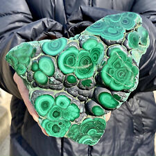 3.26LB Natural Glossy Malachite Cat Eye Transparent Cluster Rough Mineral Sample picture