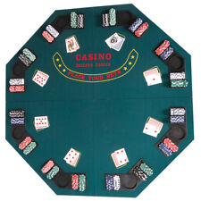 CARSTY Octagon Poker Table Top Folding Card Game Blackjack 8 Player Felt Mat picture