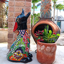Talavera Pottery Howling Coyote Dog Mexican Ceramic Animal Figure X Large 29in picture