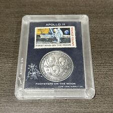 1969 Apollo 11 Footsteps on the Moon Coin & Man On Moon Stamp - Luke Coin Supply picture