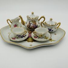 Vintage Limoges France Porcelain Miniature Teaset Dollhouse Teapot Teacup picture