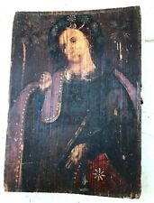 Antique Hand Painted Wood Orthodox Icon Russia picture