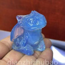 Blue protein Quartz hand Carved dragon crystal Reiki healing ornament 1pc picture