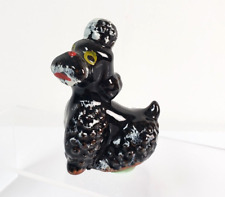 Vintage Japan Redware Pottery Black Ceramic Poodle Dog Figurine 3.5in picture