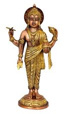 Brass Dhanvantari The Physician of Gods Height 15.5 Inches, Gold, Copper picture