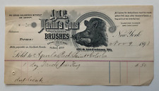 Vintage 1893 Billhead New York NYC JMC Martin's Sons Brushes letterhead vignette picture