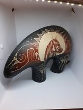 Navajo Black Bear Native American Art Pottery vtg 11