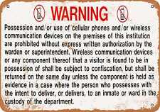 Metal Sign - No Cell Phones in Prison Warning -- Vintage Look picture