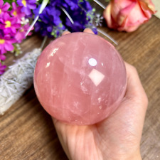 1095g High Quality Rose Quartz Crystal Sphere Reiki Healing Ball 90MM 2th picture