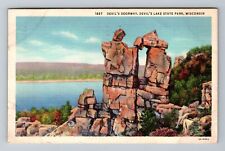 Devil's Lake State Park WI-Wisconsin, Devil's Doorway Vintage c1936 Postcard picture