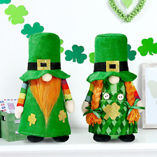 2 Pack St.Patrick’S Day Gnome Plush Doll Mr and Mrs Green Irish Decorations Buff picture
