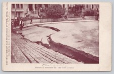 Fissure in Bitumen on Van Ness Avenue 1906 Earthquake San Francisco CA Postcard picture